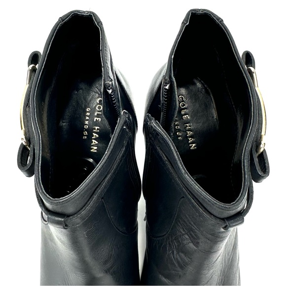 COLE HAAN GRAND.OS BLACK LEATHER POINTY TOE STILETTO HEEL SHORT BOOTS/BOOTIES🆕 - Picture 11 of 16